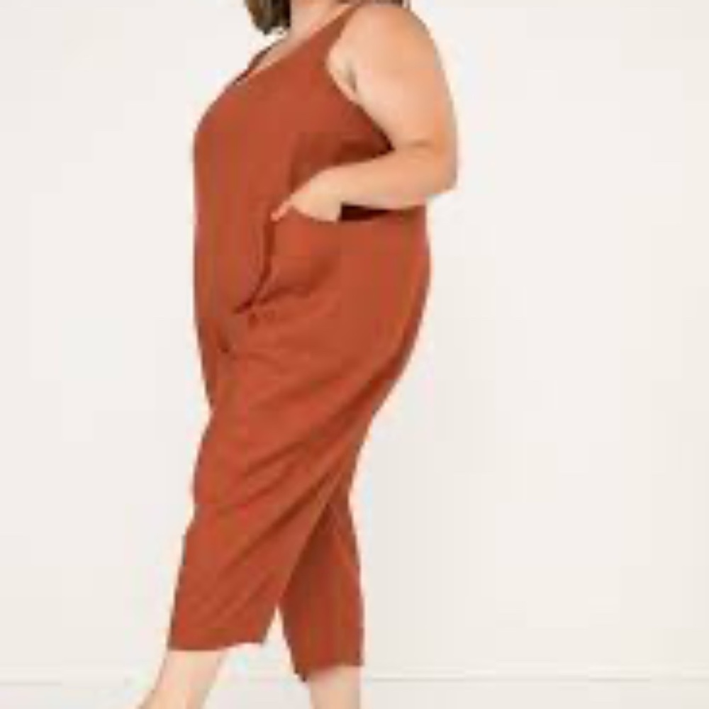 Elizabeth Suzann Rust Orange Sleeveless Linen Jumpsuit - Picture 6 of 6